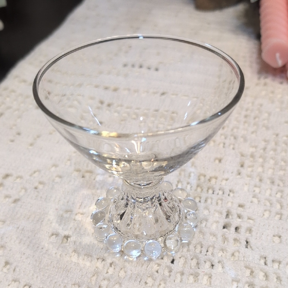 anchor Hocking Clear Glass Dessert Coupe with Beaded Foot